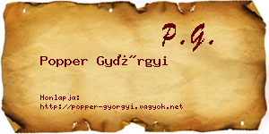 Popper Györgyi névjegykártya